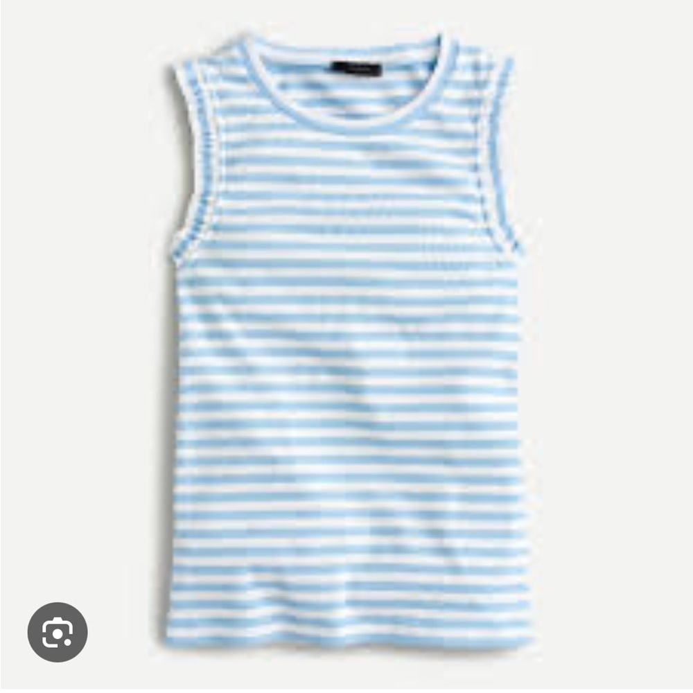 J.Crew ruffle tank white and blue striped . Size Xs. Style AW140 .